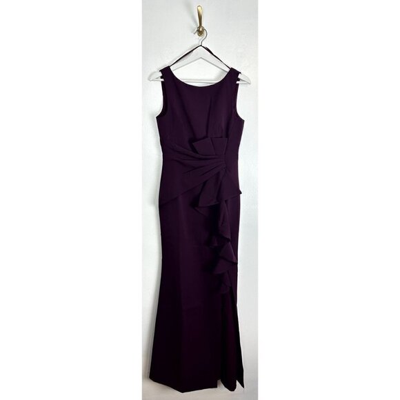 ELIZA J Ruffle Front Gown in Wine Size US 6 - Picture 4 of 10